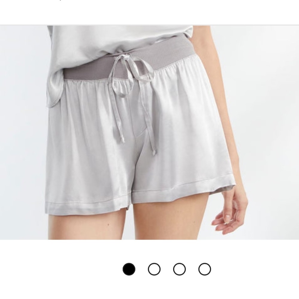 PJ Harlow Satin Sleep Boxer Shorts in Silver